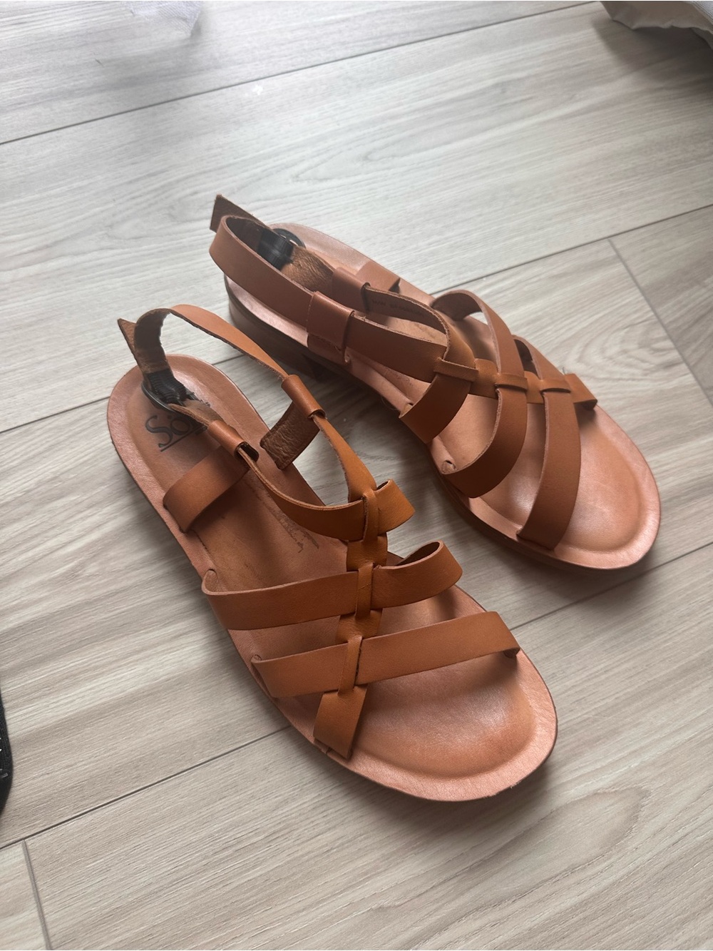 Sofft Brown Leather Strappy Slingback Sandals